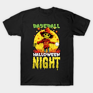 Baseball Halloween Shirt | Baseball Night Scarecrow T-Shirt